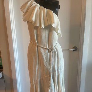 Rachel Zoe Ivory One Shoulder Ruffled Dress